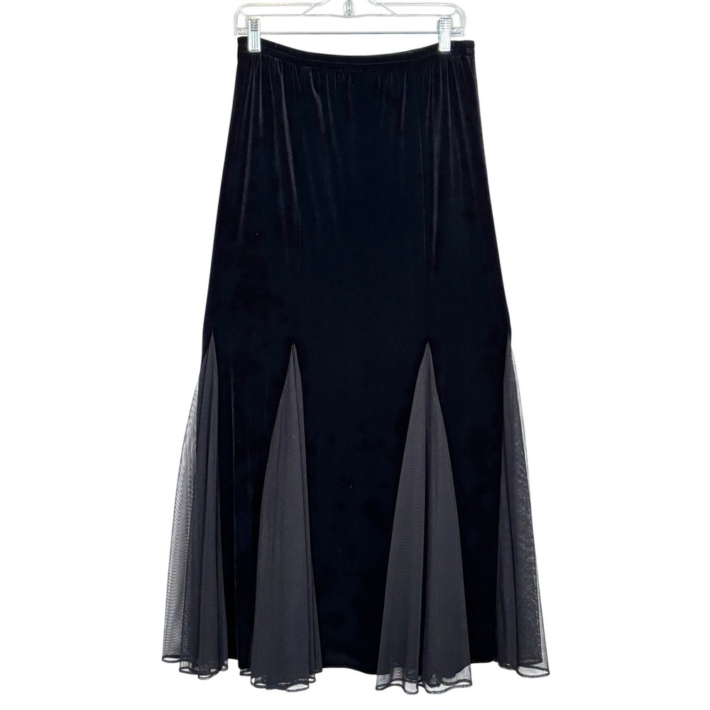 Vintage Black Maxi Skirt Witchy Whimsigoth Romantic Dark Fairy Flared size 10